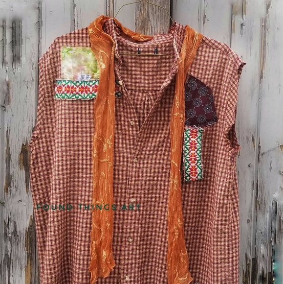 Boho Duster Patchwork Upcycled Art Wear - Picture 4 of 7